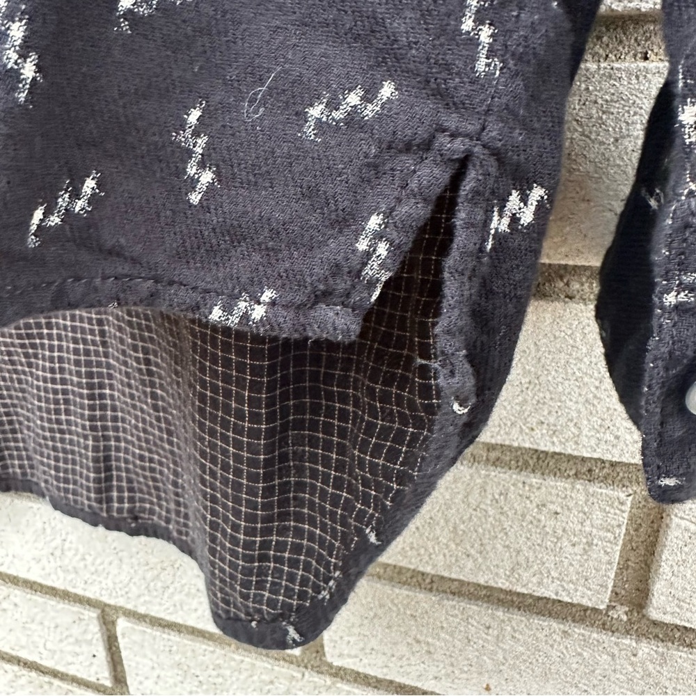 Madewell Oversized Ex-Boyfriend Shirt Black Ikat Zig Zag Plaid XXS Indie Sleaze - Picture 6 of 10